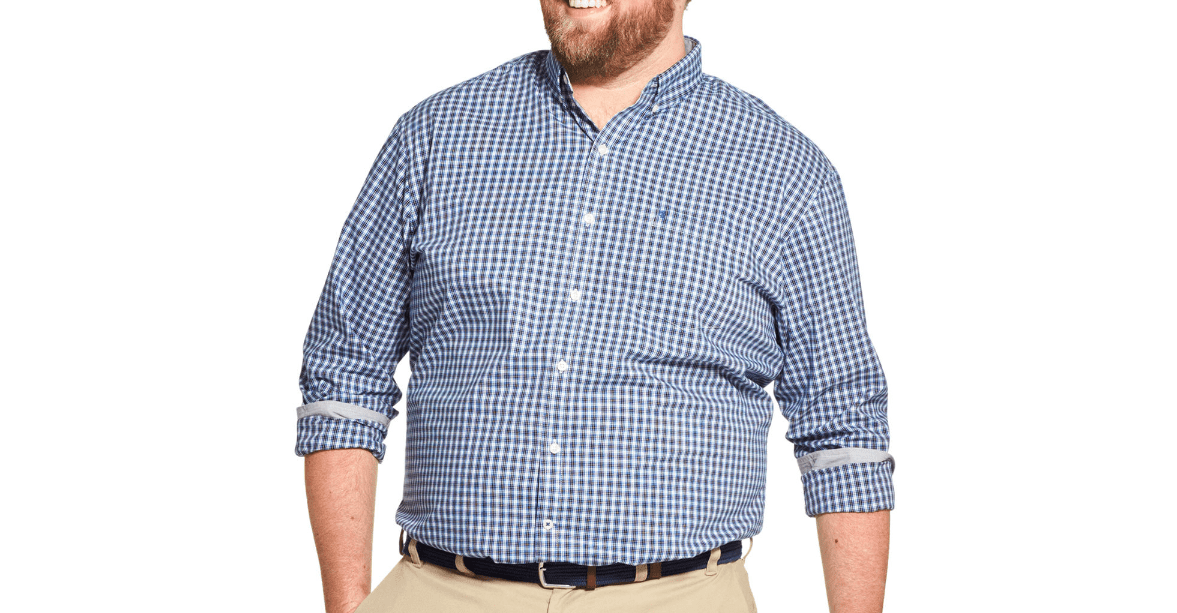 Happy New Year: What To Wear My First Week Back To Work 10 IZOD Big and Tall Premium Essentials Stretch Plaid Button-Down Shirt